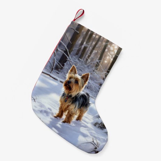 Yorkshire Terrier Let It Snow Christmas Kleiner Weihnachtsstrumpf (Vorderansicht (hängend))