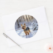 Yorkshire Terrier Let It Snow Christmas Runder Aufkleber (Umschlag)