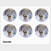 Yorkshire Terrier Let It Snow Christmas Runder Aufkleber (Blatt)