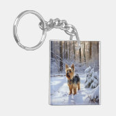 Yorkshire Terrier Let It Snow Christmas Schlüsselanhänger (Vorderseite links)