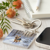 Yorkshire Terrier Let It Snow Christmas Schlüsselanhänger (Vorderseite rechts)