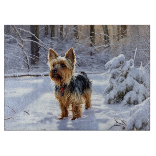 Yorkshire Terrier Let It Snow Christmas Schneidebrett (Vorderseite)