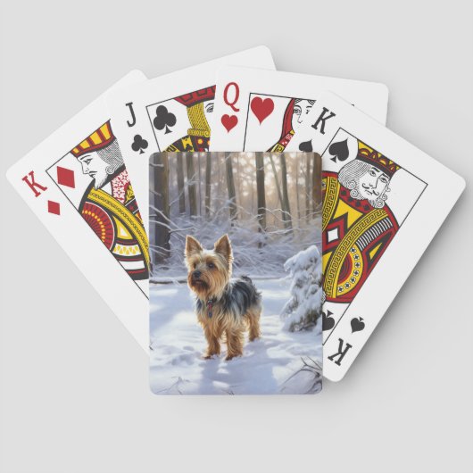 Yorkshire Terrier Let It Snow Christmas Spielkarten (Rückseite)