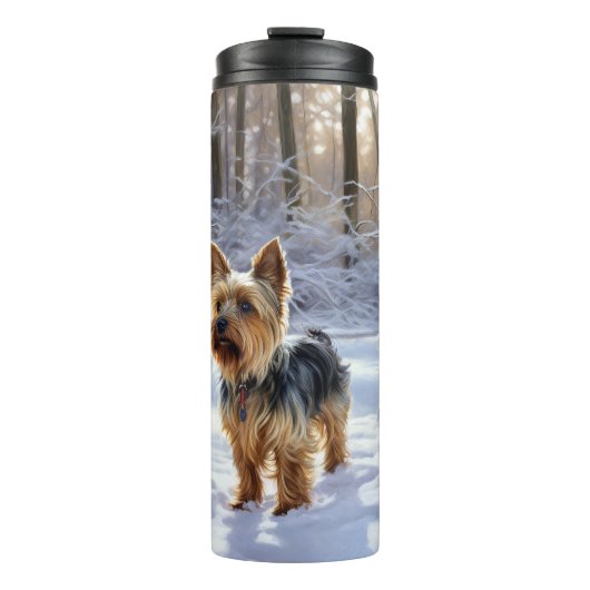 Yorkshire Terrier Let It Snow Christmas Thermosbecher (Vorderseite)