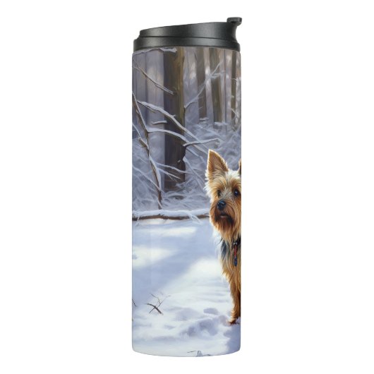 Yorkshire Terrier Let It Snow Christmas Thermosbecher (Nach links gedreht)