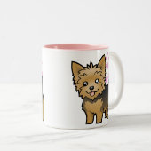 Yorkshire-Terrier-Liebe (kurzes Haar kein Bogen) Zweifarbige Tasse (VorderseiteRechts)
