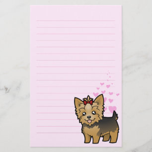 Yorkshire-Terrier-Liebe (kurzes Haar mit Bogen) Briefpapier