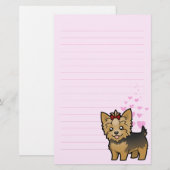 Yorkshire-Terrier-Liebe (kurzes Haar mit Bogen) Briefpapier (Vorne/Hinten)