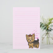 Yorkshire-Terrier-Liebe (kurzes Haar mit Bogen) Briefpapier (Stehend Vorderseite)