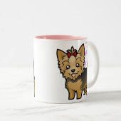 Yorkshire-Terrier-Liebe (kurzes Haar mit Bogen) Zweifarbige Tasse (VorderseiteRechts)