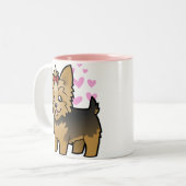 Yorkshire-Terrier-Liebe (kurzes Haar mit Bogen) Zweifarbige Tasse (Vorderseite Links)