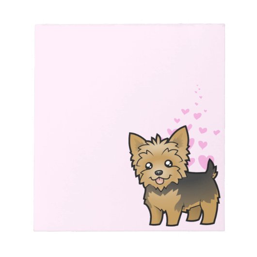 Yorkshire Terrier Liebe (kurzes Haar ohne Bogen) Notizblock (Vorderseite)