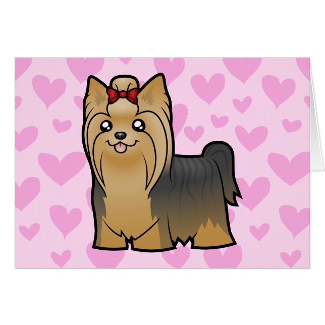 Yorkshire-Terrier-Liebe (langes Haar mit Bogen) (Vorderseite (Horizontal))