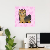 Yorkshire Terrier Liebe (langes Haar mit Bogen) Poster (Heimbüro)