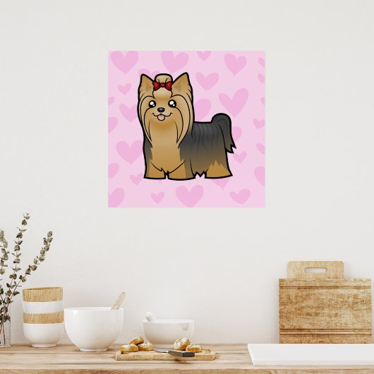 Yorkshire Terrier Liebe (langes Haar mit Bogen) Poster (Küche)