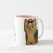 Yorkshire-Terrier-Liebe (langes Haar mit Bogen) Zweifarbige Tasse (VorderseiteRechts)