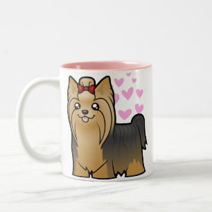 Yorkshire-Terrier-Liebe (langes Haar mit Bogen) Zweifarbige Tasse