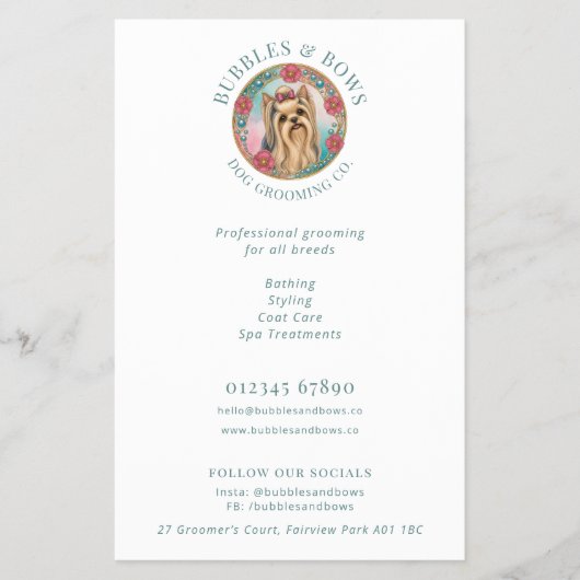 Yorkshire Terrier Logo Friseursalon Flyer (Vorne)