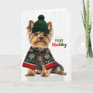 Yorkshire Terrier Lustige Flöhe Navidog Weihnachte Feiertagskarte