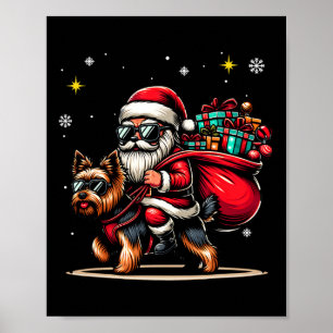 Yorkshire Terrier Lustiger Weihnachten Yorkie Hund Poster