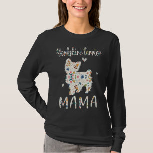 Yorkshire Terrier Mama Florales Hundemama Liebe T-Shirt