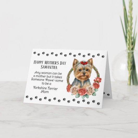 Yorkshire Terrier Mama Mother's Day Verse Feiertagskarte (Vorderseite)