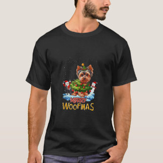 Yorkshire Terrier Merry Christmas Tree Lights Dog T-Shirt