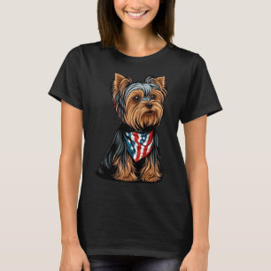 Yorkshire Terrier mit amerikanischer Flagge Patrio T-Shirt