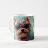 Yorkshire Terrier mit Herz-Rose Valentinstag Kaffeetasse (Vorderseite Links)