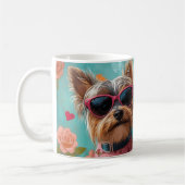 Yorkshire Terrier mit Herz-Rose Valentinstag Kaffeetasse (Links)