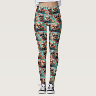 Yorkshire Terrier mit Herz Rosen Valentinstag Leggings