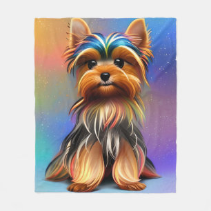 Yorkshire Terrier mit Soft Pastels Fleecedecke