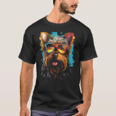 Yorkshire Terrier mit Sonnenbrille Funny Retro Vin T-Shirt (Vorderseite)