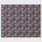Yorkshire Terrier mit Weihnachtslichtern Urlaub Geschenkpapier (Flach)