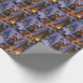 Yorkshire Terrier mit Weihnachtslichtern Urlaub Geschenkpapier (Ecke)
