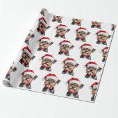 Yorkshire Terrier mit Weihnachtsmannmütze Geschenkpapier (Ungerollt)