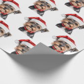 Yorkshire Terrier mit Weihnachtsmannmütze Geschenkpapier (Ecke)