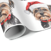 Yorkshire Terrier mit Weihnachtsmannmütze Geschenkpapier (Rolleneckpunkt)