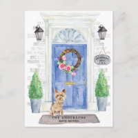 Yorkshire Terrier Moving Announction Postcard