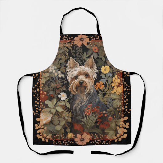 Yorkshire Terrier oder Silky Terrier Floral Welcom Schürze (Vorderseite)
