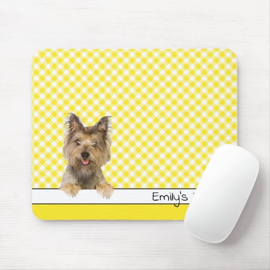 Yorkshire Terrier on Yellow Gingham Mousepad (Mit Mouse)