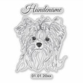 Yorkshire Terrier one line art customizable dog Aufkleber (Vorderseite)