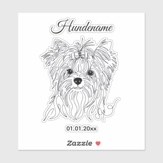 Yorkshire Terrier one line art customizable dog Aufkleber (Blatt)