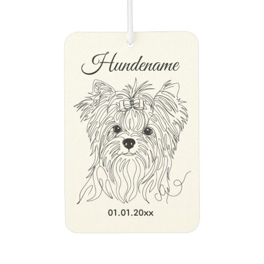 Yorkshire Terrier one line art customizable dog Autolufterfrischer (Vorderseite)