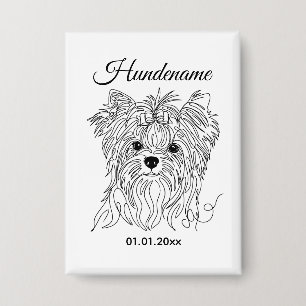 Yorkshire Terrier one line art customizable dog Button