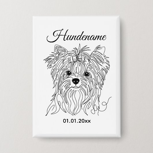 Yorkshire Terrier one line art customizable dog Button (Vorderseite)