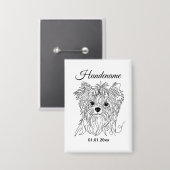 Yorkshire Terrier one line art customizable dog Button (Vorderseite/Rückseite)