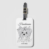 Yorkshire Terrier one line art customizable dog Gepäckanhänger (Vorderseite Vertikal)