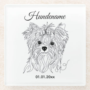 Yorkshire Terrier one line art customizable dog Glasuntersetzer