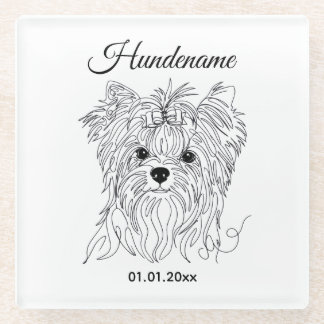 Yorkshire Terrier one line art customizable dog Glasuntersetzer